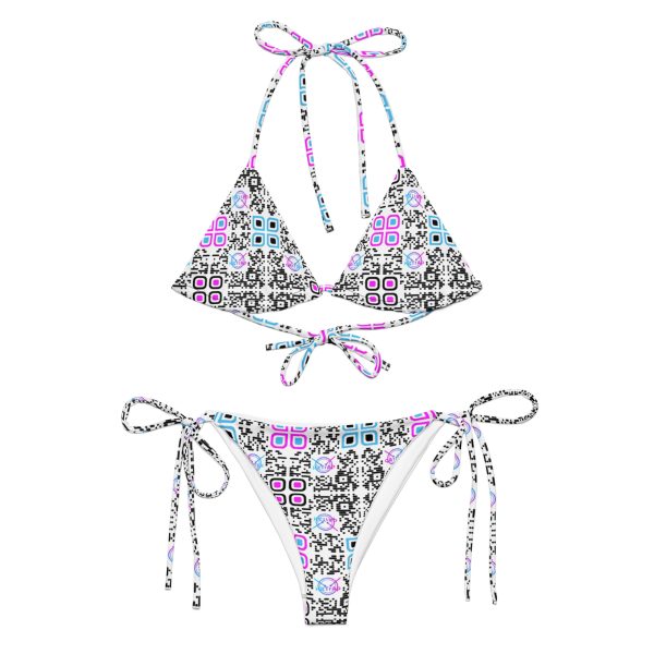 All-over print recycled string bikini (White) - Image 2