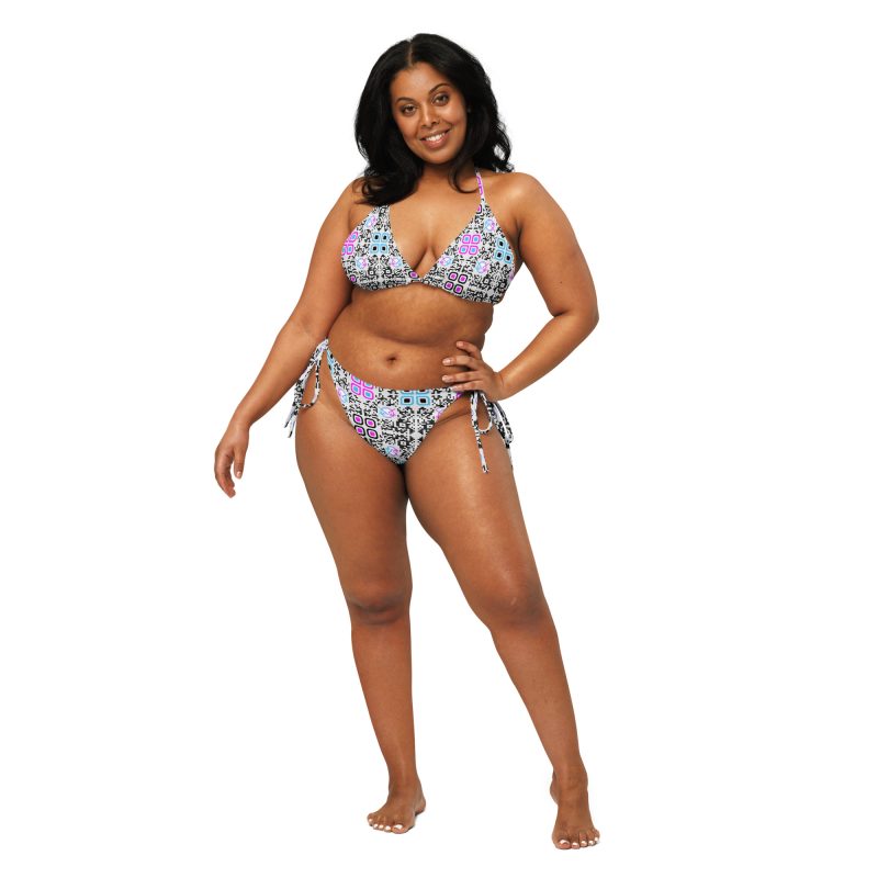 All-over print recycled string bikini (Light Gray)