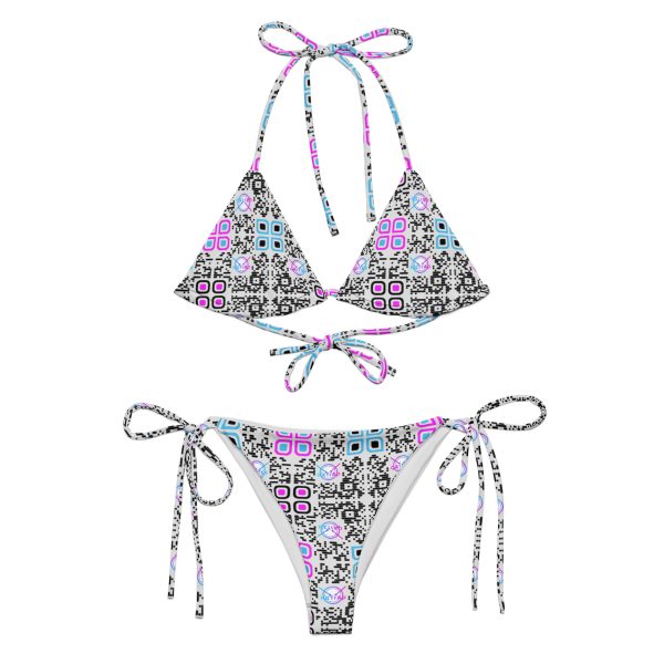 All-over print recycled string bikini (Light Gray) - Image 3