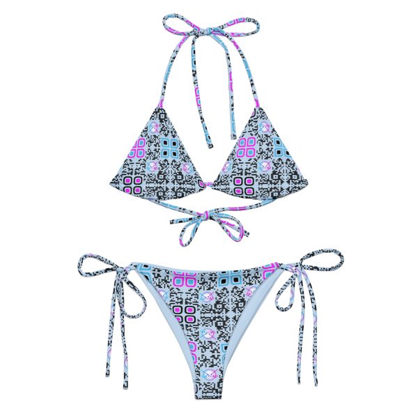 All-over print recycled string bikini (Blue) - Image 4