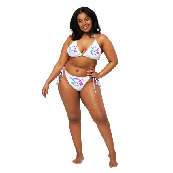 All-over print recycled string bikini (White TrAp)