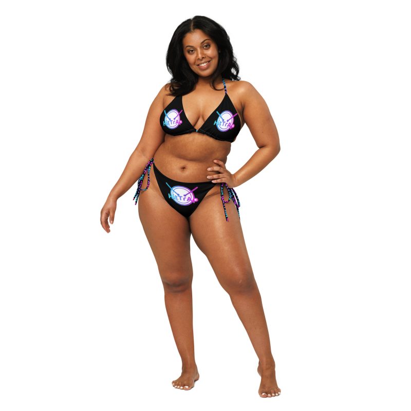 All-over print recycled string bikini (Black TrAp)