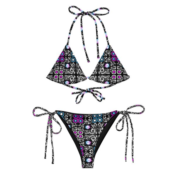 All-over print recycled string bikini (Black) - Image 5