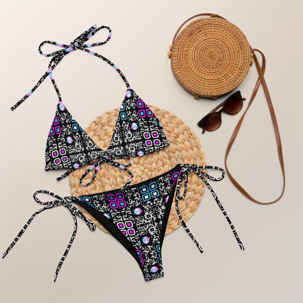All-over print recycled string bikini (Black) - Image 6