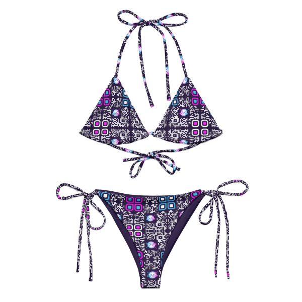 All-over print recycled string bikini (Purple) - Image 5