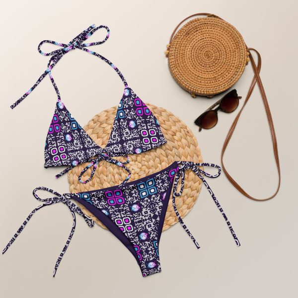 All-over print recycled string bikini (Purple) - Image 6