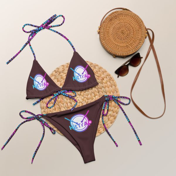 All-over print recycled string bikini (Chocolate TrAp) - Image 6
