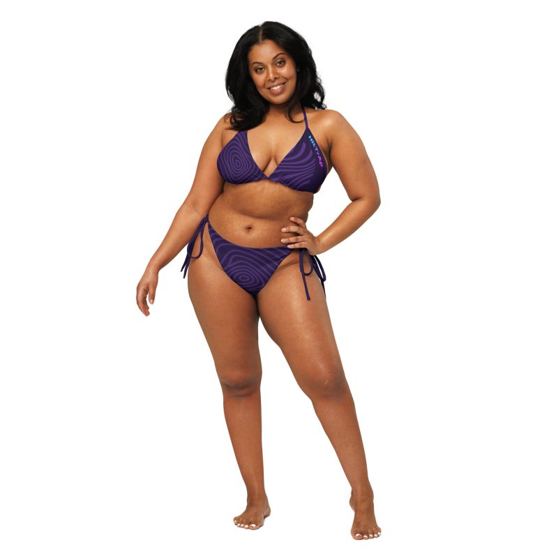 All-over print recycled string bikini (Purple Wave)
