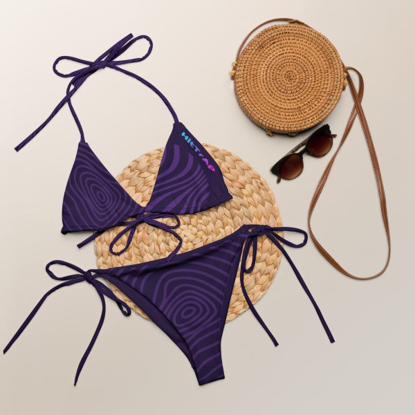 All-over print recycled string bikini (Purple Wave) - Image 5