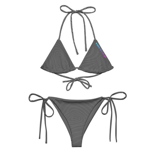 All-over print recycled string bikini (Gray Wave) - Image 5