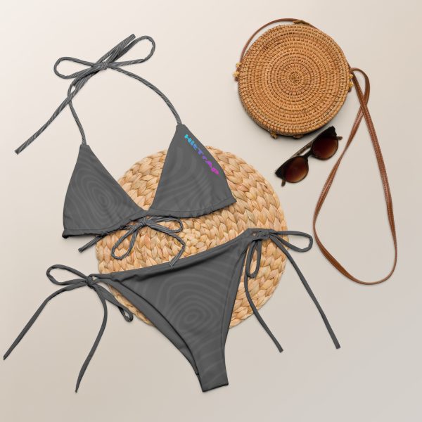 All-over print recycled string bikini (Gray Wave) - Image 6