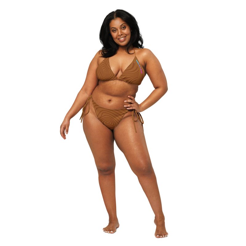 All-over print recycled string bikini (Chocolate Wave)