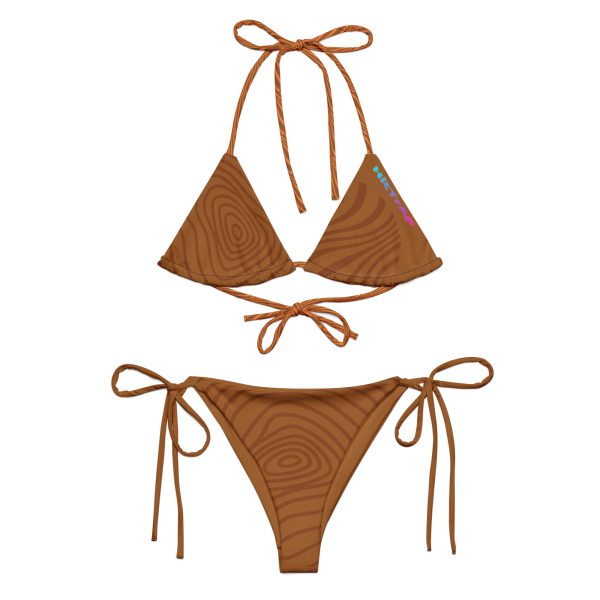 All-over print recycled string bikini (Chocolate Wave) - Image 5