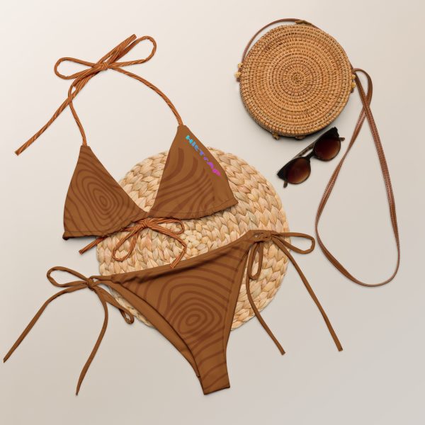 All-over print recycled string bikini (Chocolate Wave) - Image 6