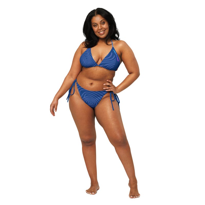 All-over print recycled string bikini (Blue Waze)
