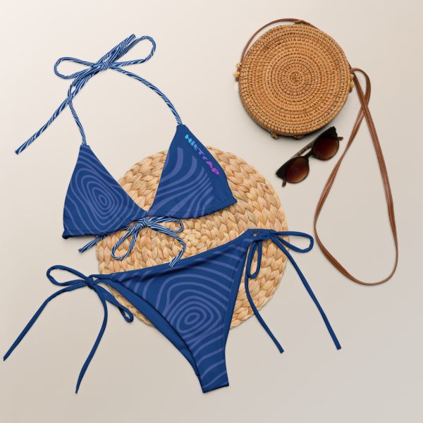All-over print recycled string bikini (Blue Waze) - Image 4