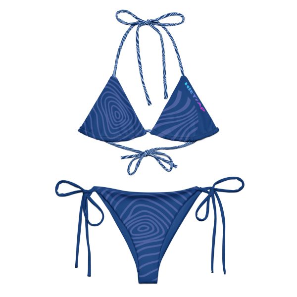 All-over print recycled string bikini (Blue Waze) - Image 6