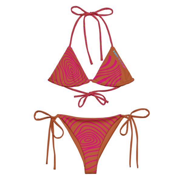 All-over print recycled string bikini (Pink Wave) - Image 5