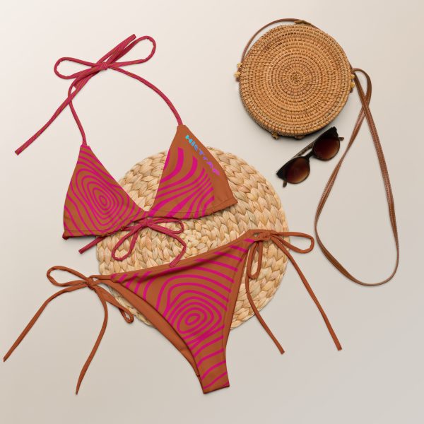 All-over print recycled string bikini (Pink Wave) - Image 6
