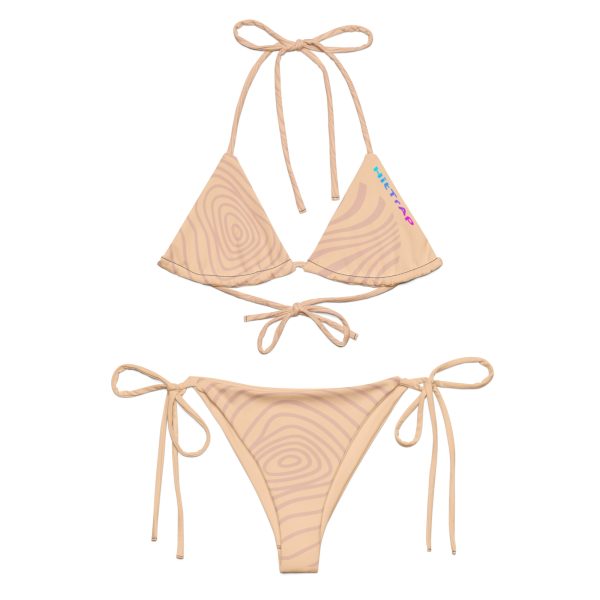 All-over print recycled string bikini (Vanilla Wave) - Image 5