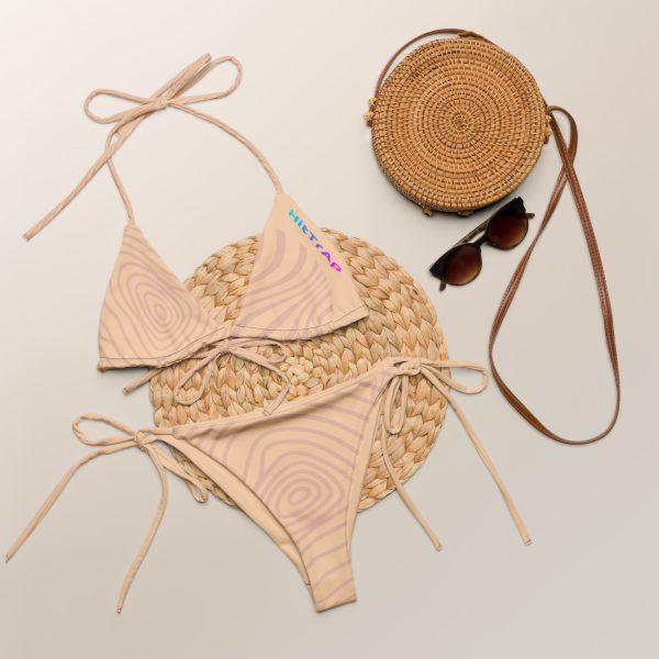 All-over print recycled string bikini (Vanilla Wave) - Image 6