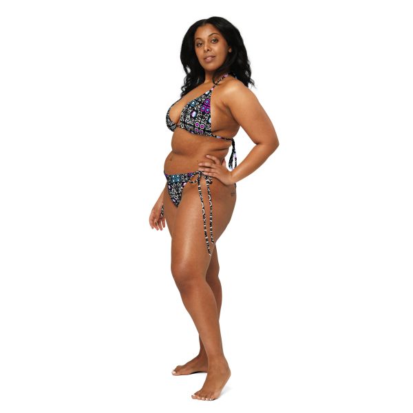 All-over print recycled string bikini (Black) - Image 7