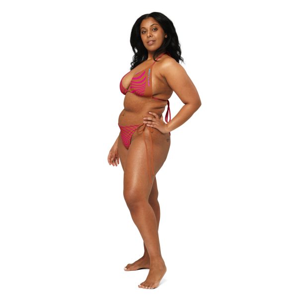 All-over print recycled string bikini (Pink Wave) - Image 7