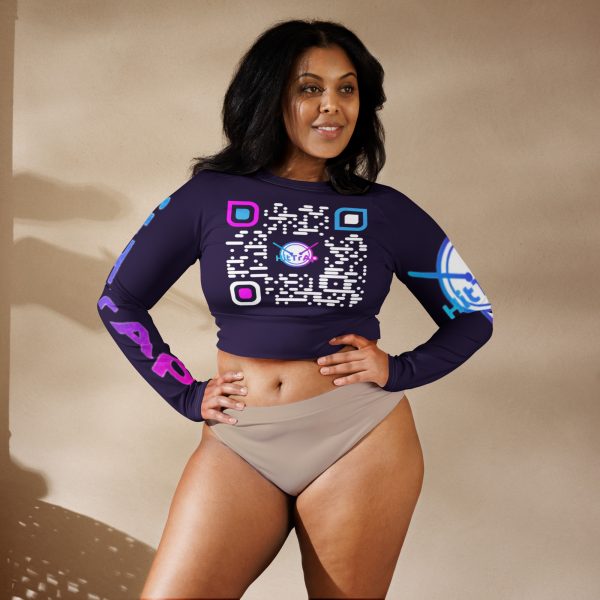 Recycled long-sleeve crop top (Purple TrAp) - Image 7