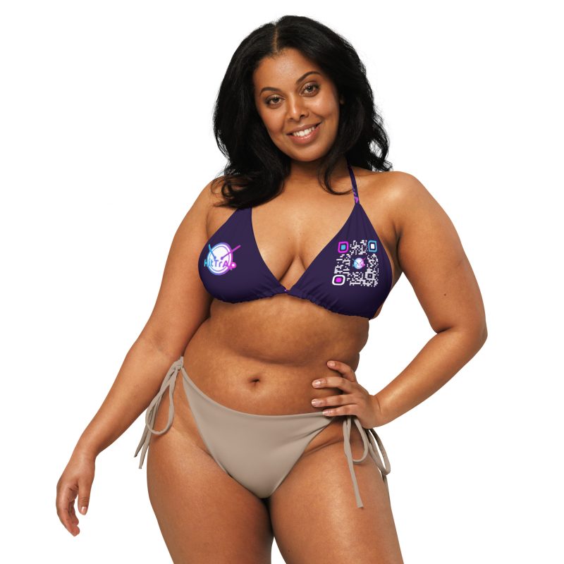 HitTrAp Logos print recycled string bikini top (Purple)