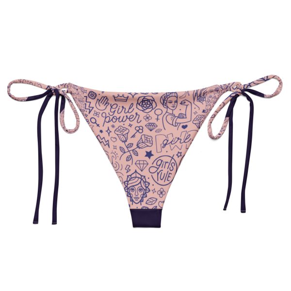Girl Power print recycled string bikini bottom - Image 3