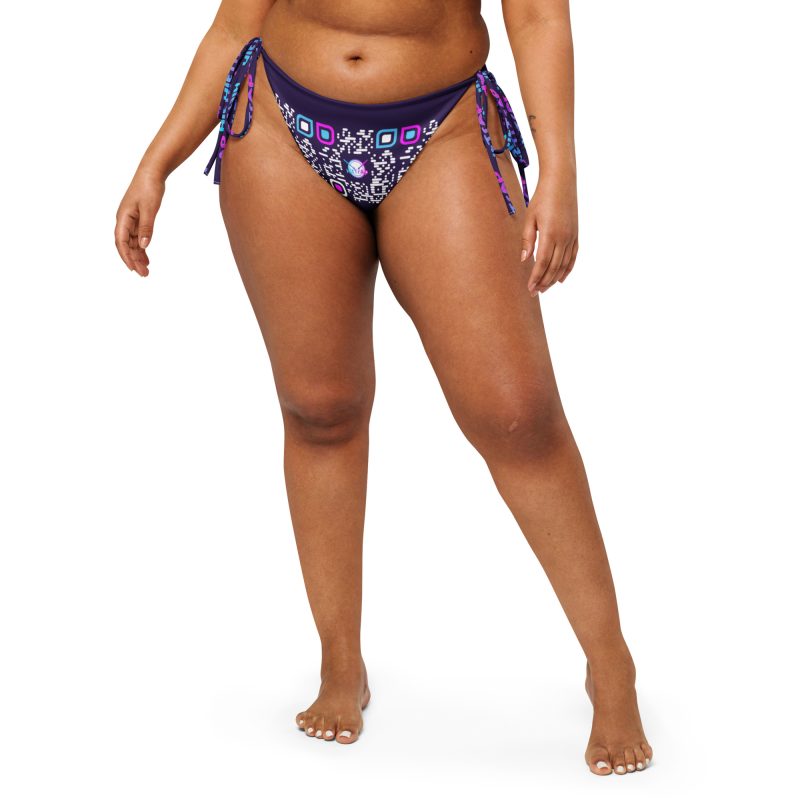 HitTrAp Purple print recycled string bikini bottom