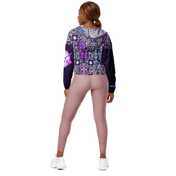 Women’s cropped windbreaker (Purple Logos) - Image 6