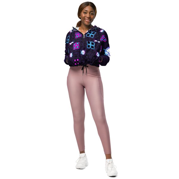 Women’s cropped windbreaker (Purple Logos) - Image 2