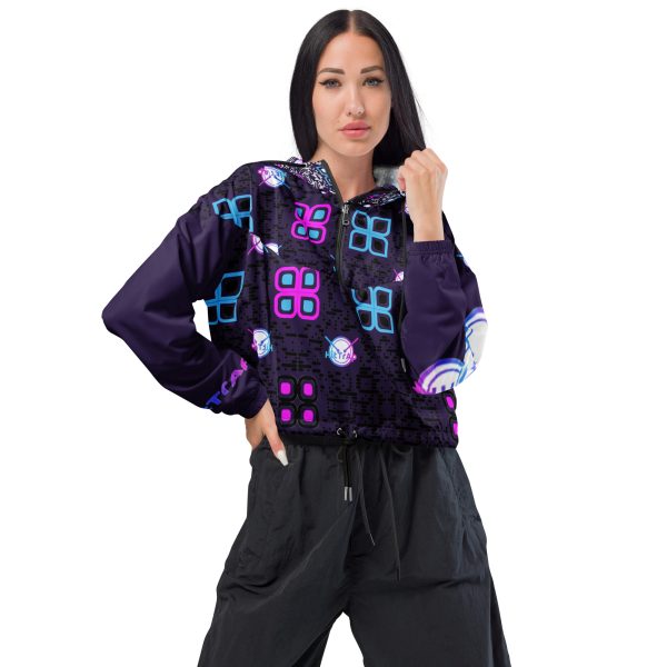 Women’s cropped windbreaker (Purple Logos) - Image 3