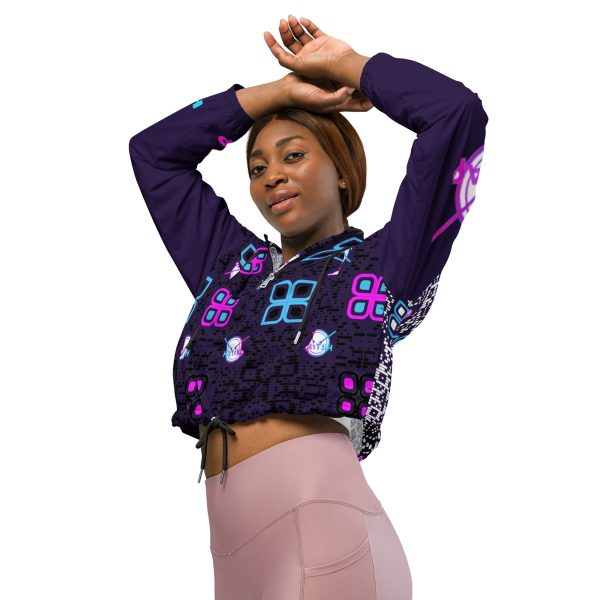 Women’s cropped windbreaker (Purple Logos) - Image 5