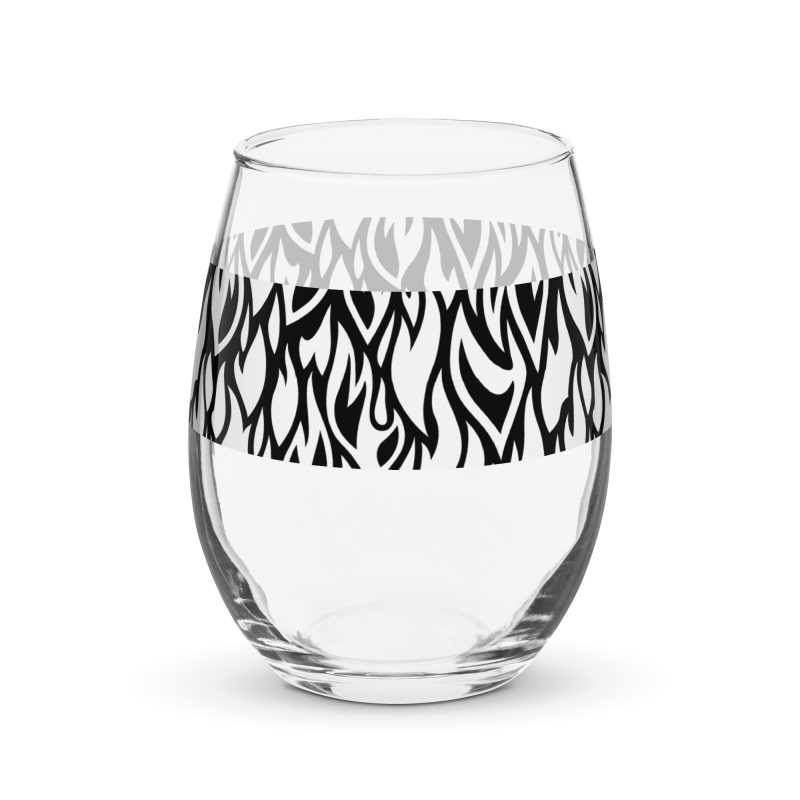 Stemless wine glass (B&W Fire)