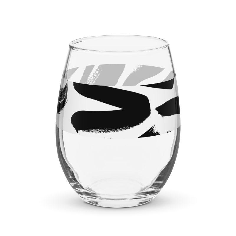 Stemless wine glass (B&W Brush)