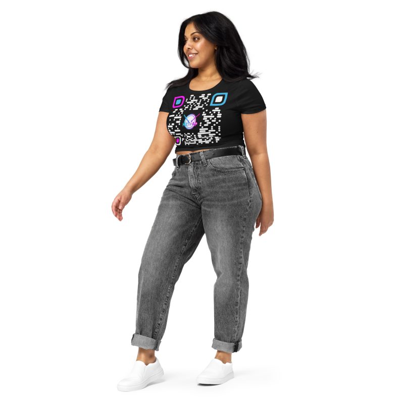 Women’s Crop Tee (Black w/ White QR)