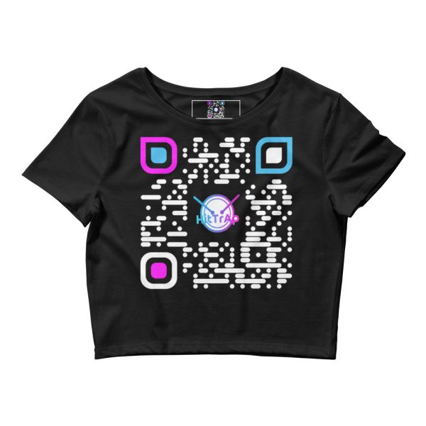 Women’s Crop Tee (Black w/ White QR) - Image 2